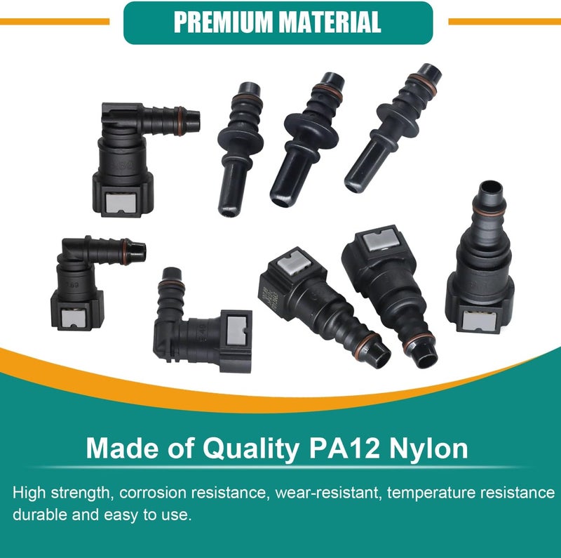 Dekiphox 30pcs Fuel Line Repair Kit, Assorted Fuel Line Quick Connectors Hose Release Connect Fittings SAE 7.89mm 9.49mm 9.89mm to ID 8mm - Image 3